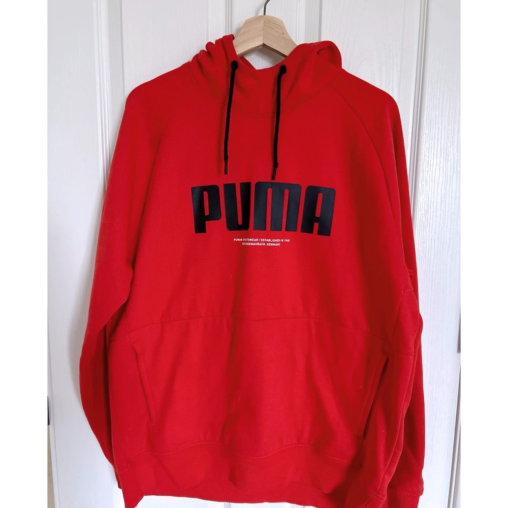 Puma MEN’s SIZE Lager Red hoodie with logo